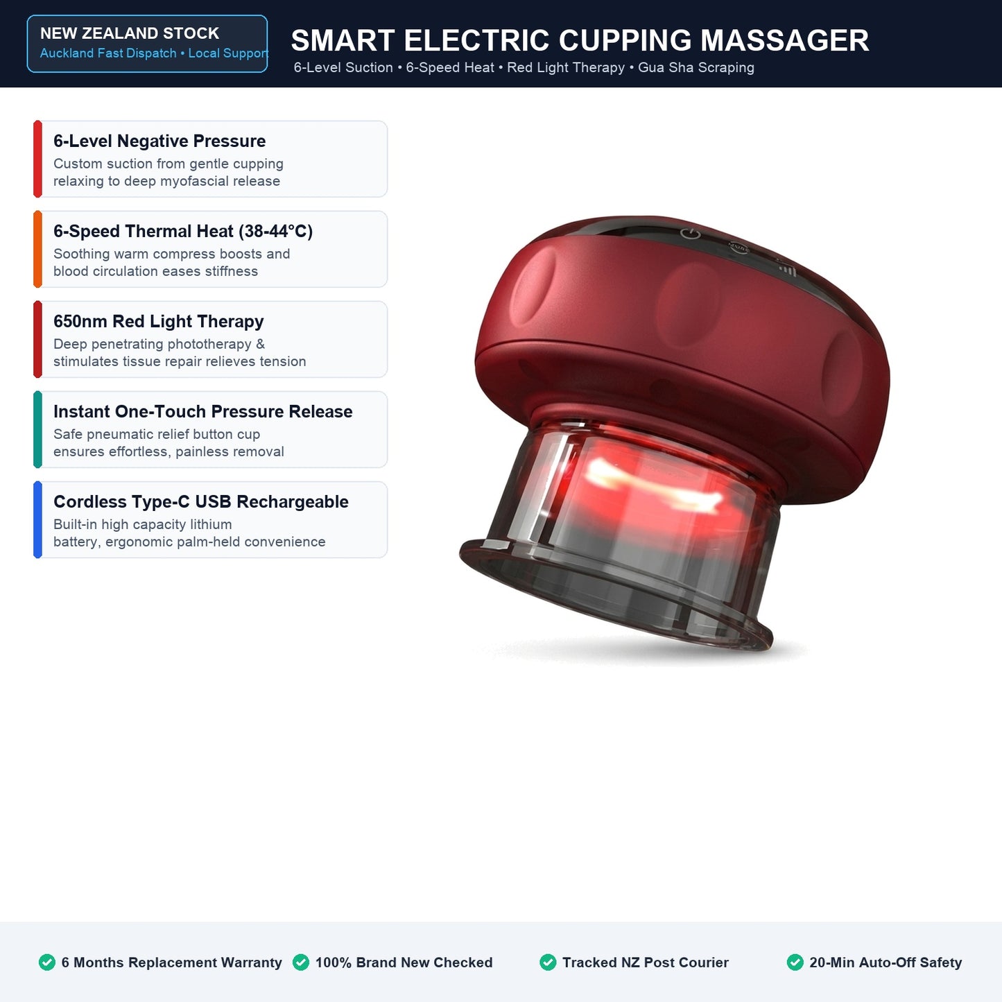 Smart Electric Cupping Massager & Gua Sha Tool – 6-Speed Suction & Red Light Heating
