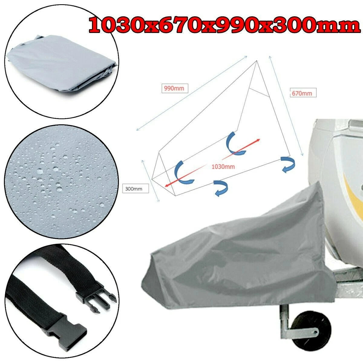 Large 600D Heavyduty Caravan Drawbar Tow Hitch Cover Camper Trailer With Buckles