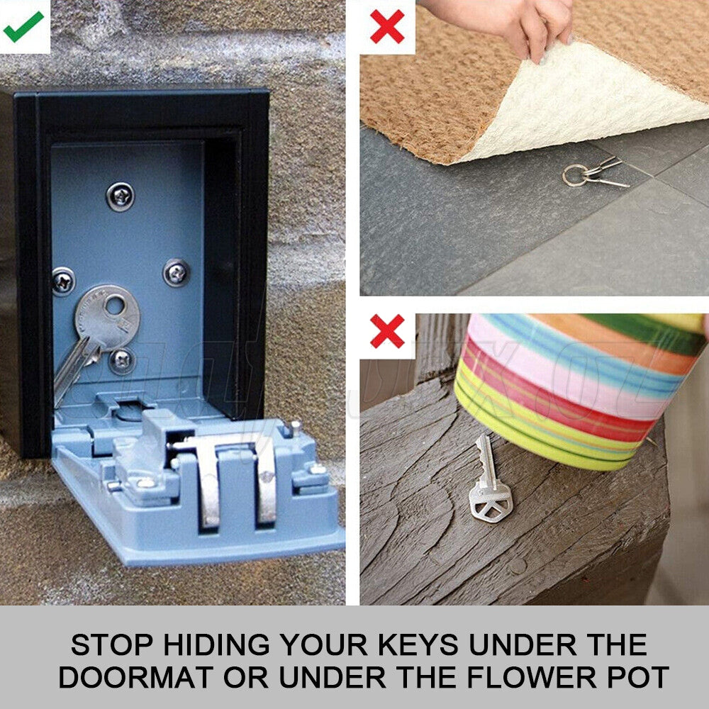 4-Digit Outdoor Wall-Mounted Key Safe Lock Box – Weather-Resistant Grey