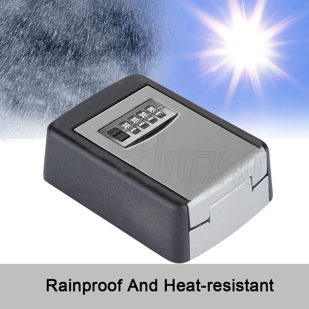 4-Digit Outdoor Wall-Mounted Key Safe Lock Box – Weather-Resistant Grey
