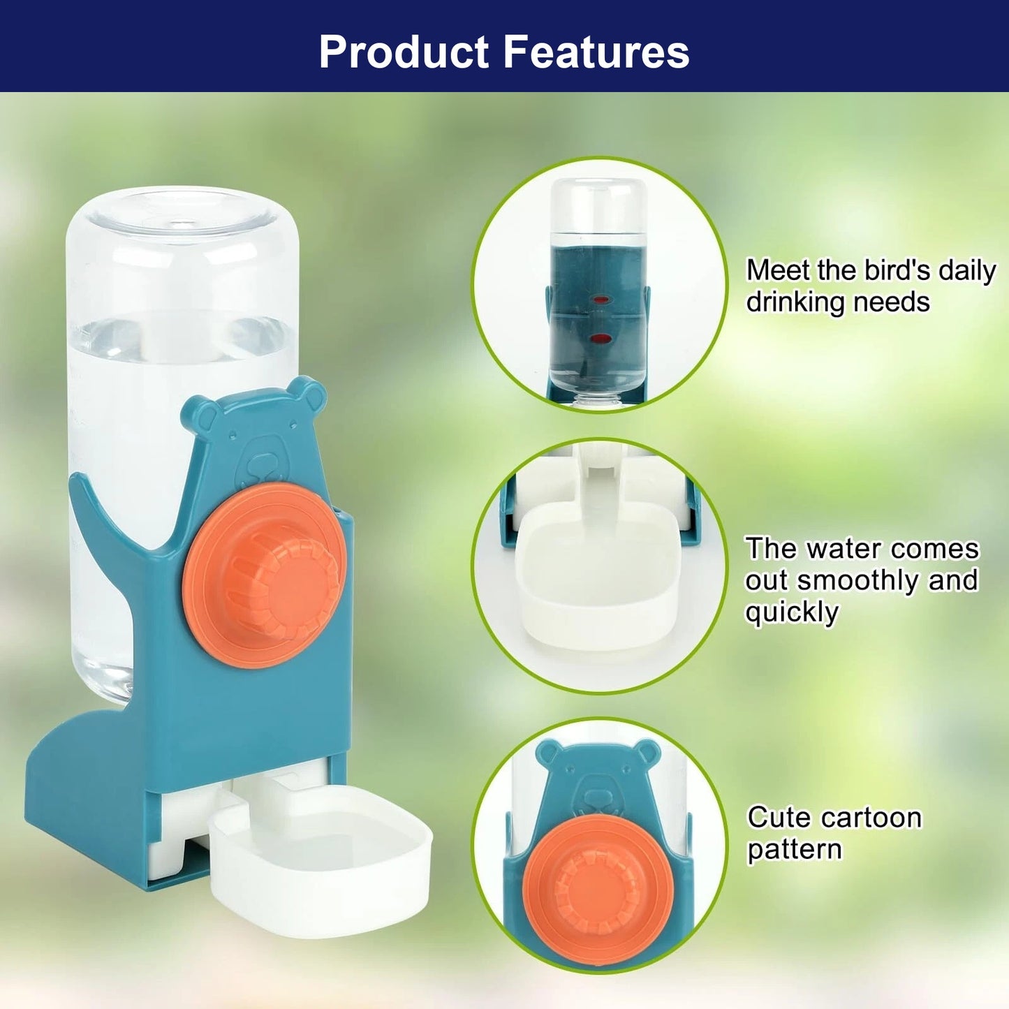 2pcs Automatic No Mess Bird Cage Feeder & Water Dispenser Set - Acrylic Seed Hopper & Gravity Drinker
