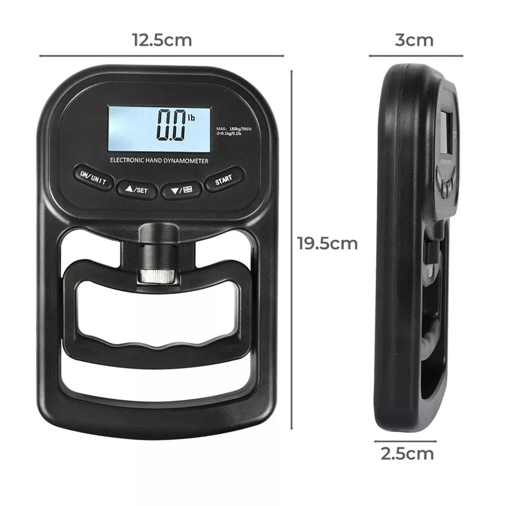Digital Hand Grip Strength Tester | Dynamometer 180kg LCD Display 19 Profiles
