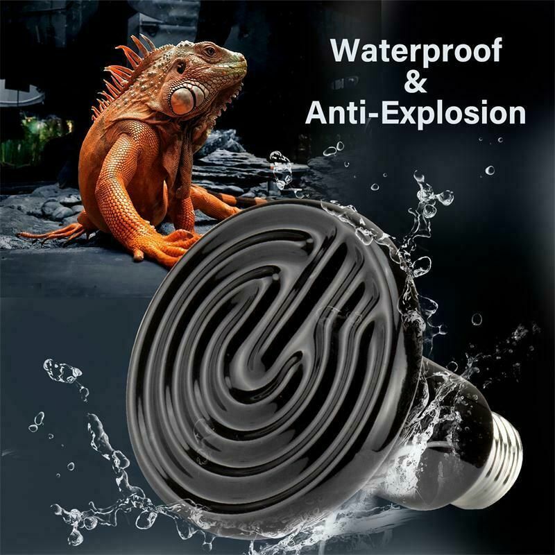 100W Black Ceramic Infrared Light Heat Emitter Lamp Bulb Reptile Snake Brooder