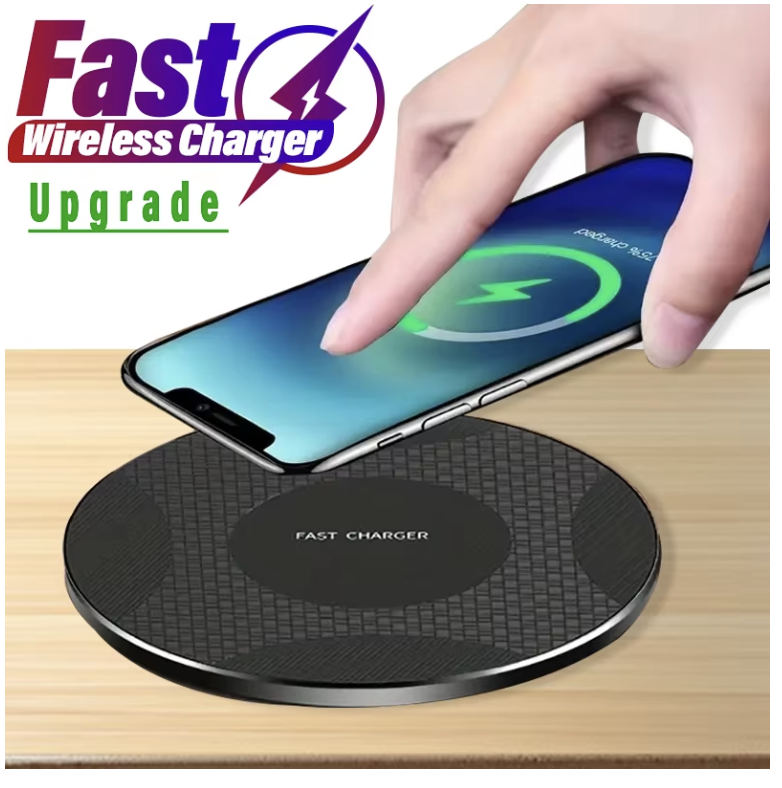 Wireless Charger Pad Stand Desktop Ultra-thin Mobile Phone Fast Charging Dock Station For iPhone 15 14 13 12 11 Samsung Xiaomi