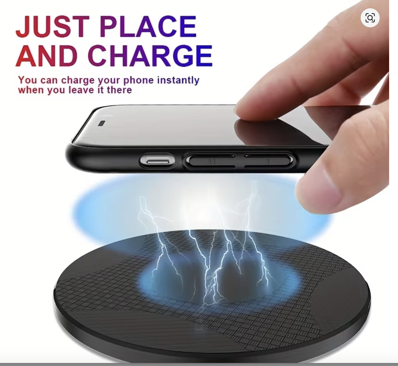 Wireless Charger Pad Stand Desktop Ultra-thin Mobile Phone Fast Charging Dock Station For iPhone 15 14 13 12 11 Samsung Xiaomi