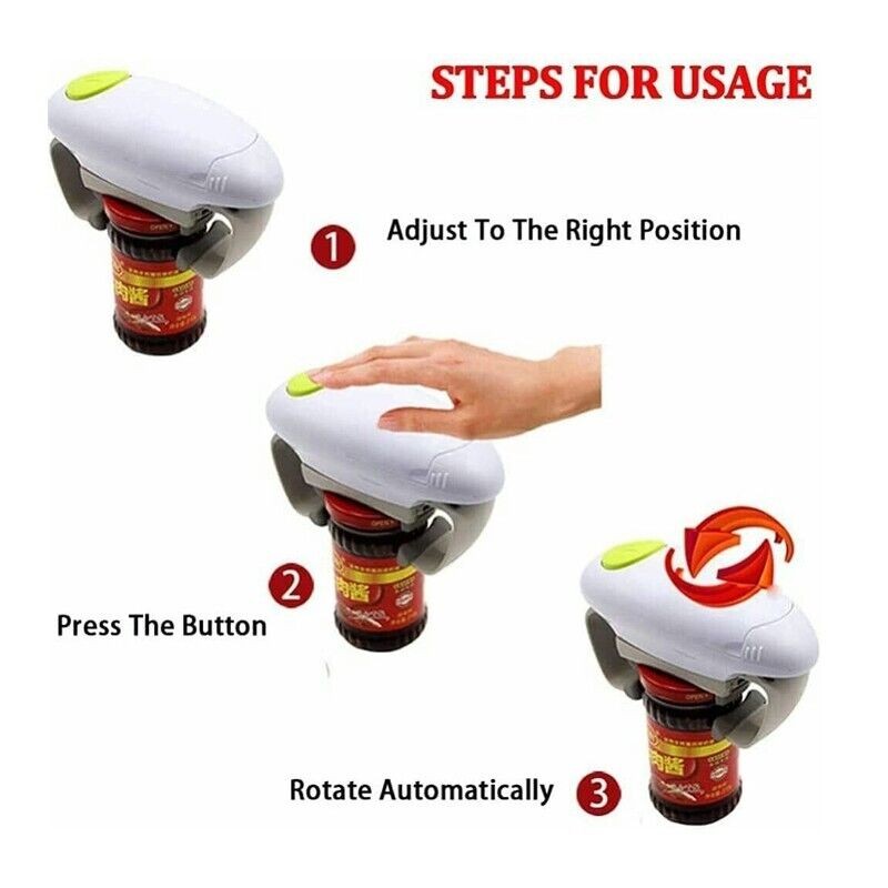 One-Touch Electric Jar Opener – Hands-Free Automatic Can & Bottle Opener