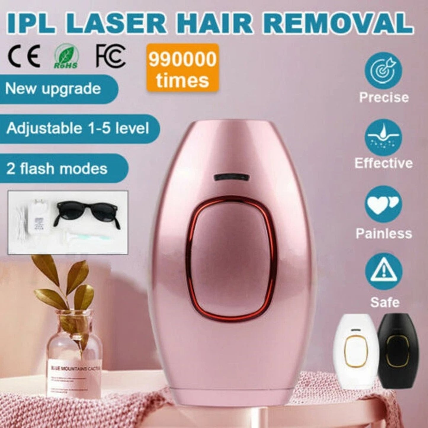 IPL Laser Hair Removal Device | 990,000 Flashes | 5 Levels | LCD Display | Men & Women