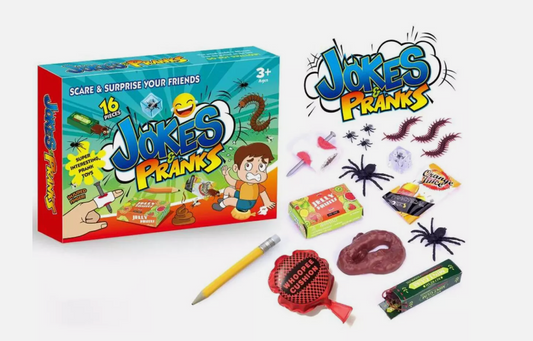 Practical Jokes Game Children Action Prank Kit Kids Tricks 16 Pieces Joke Box