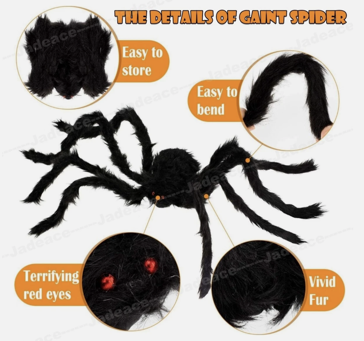 200CM Halloween Giant Spider Decoration Indoor Outdoor Party Haunted House Prop