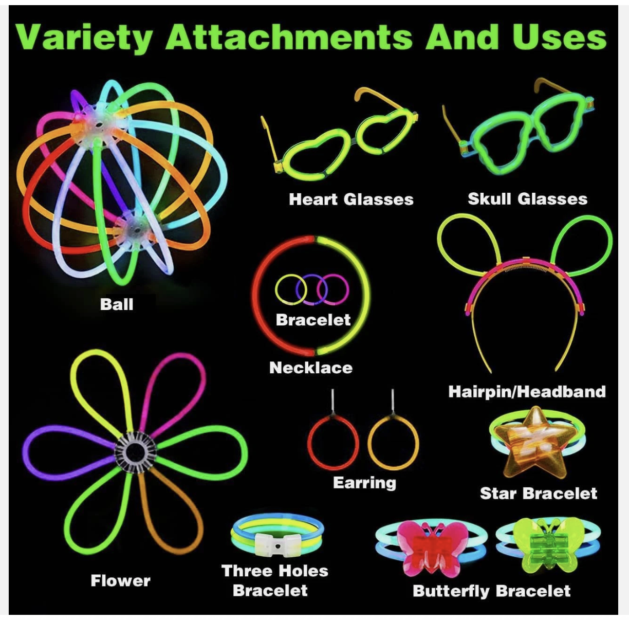 235pcs Glow Sticks Party Supplies Set 100pcs 8in Glowsticks Glow In The Dark Wed