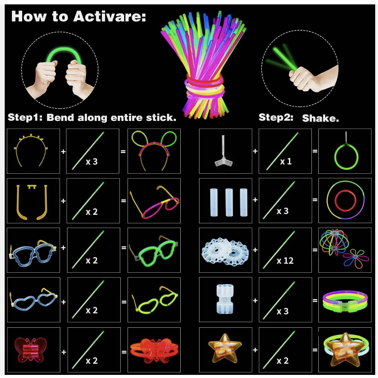 235pcs Glow Sticks Party Supplies Set 100pcs 8in Glowsticks Glow In The Dark Wed