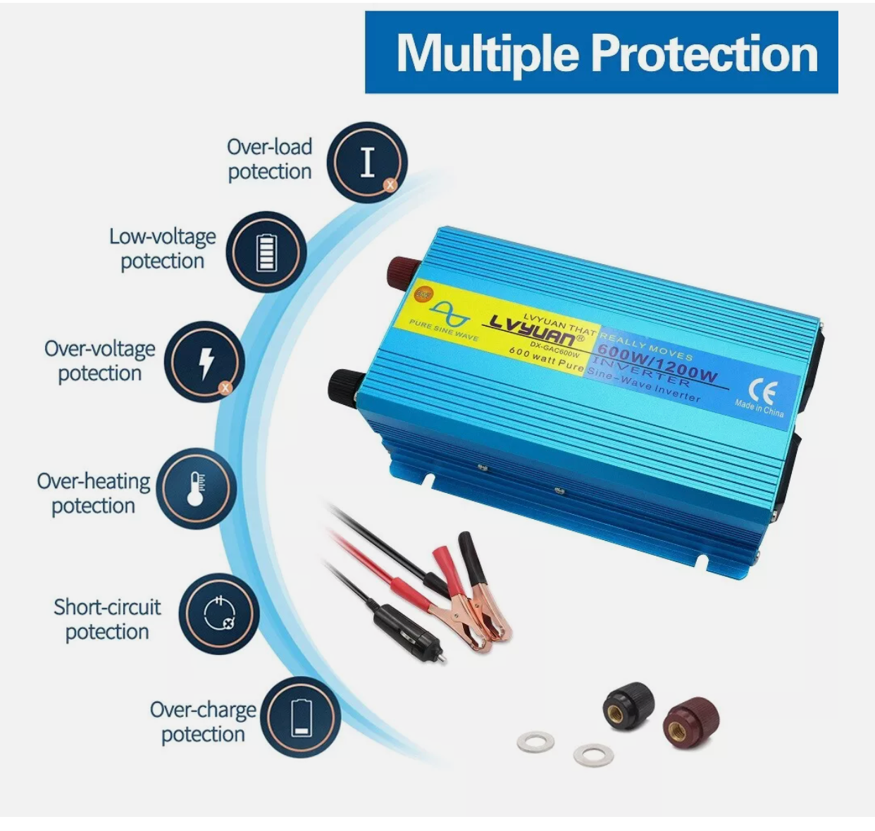 Truck 600W 1200W 24V to 240V Pure Sine Wave Power Inverter