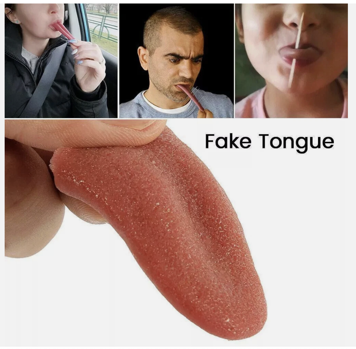 2Pack Realistic Fake Tongue Stretch Gag Joke Prank Magic Trick Scary Funny Toy