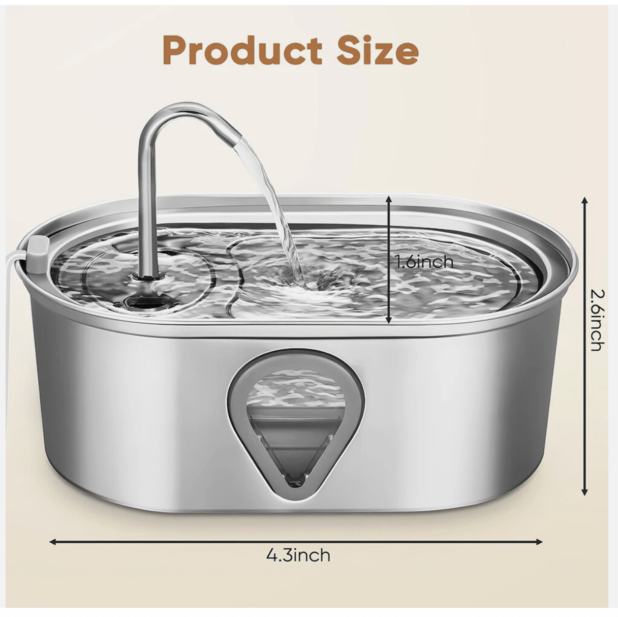 304 Stainless Steel Water Fountain Pet Dog Cat Drinking Dispenser Filter Feeder