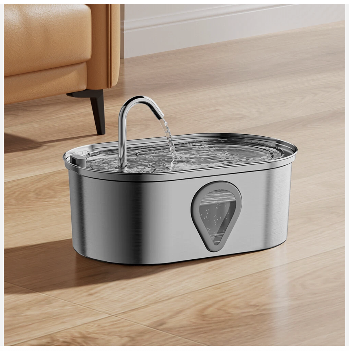 304 Stainless Steel Water Fountain Pet Dog Cat Drinking Dispenser Filter Feeder