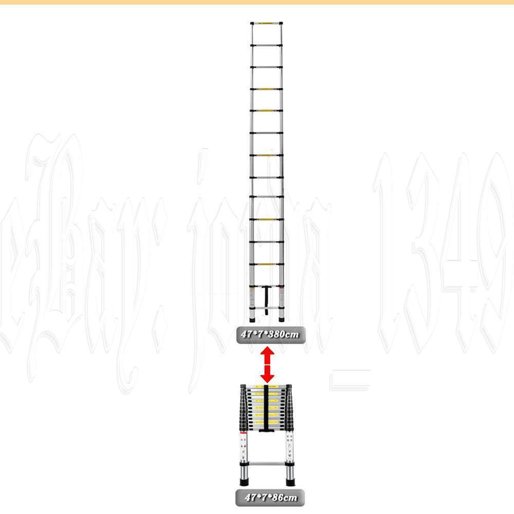 3.8M Telescopic Aluminium Ladder Extension Extendable Step Adjustable 150KG