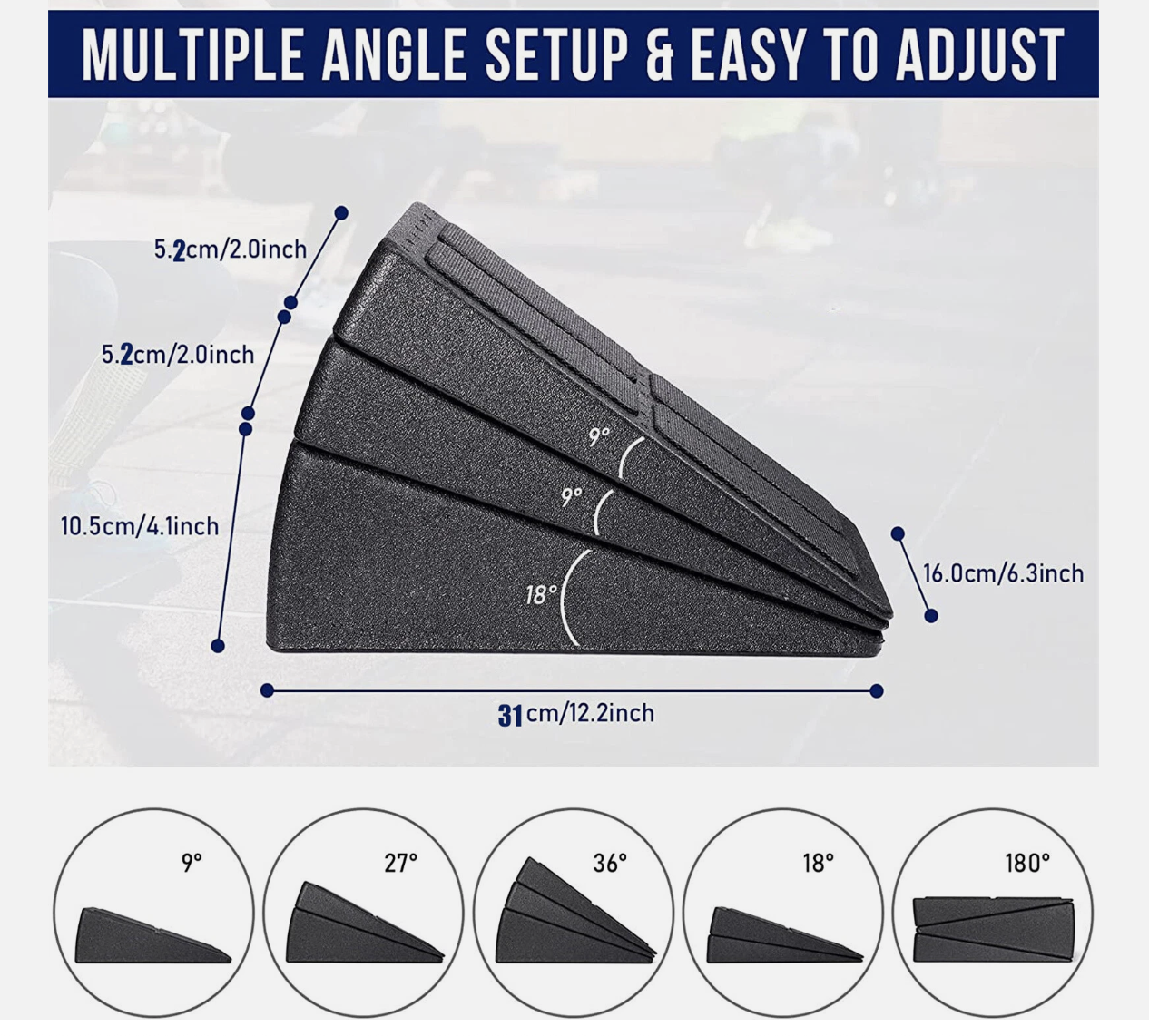 3pcs Wedge Stretch Slant Squat Board Slanting Yoga Block Exercise Gym Fitness