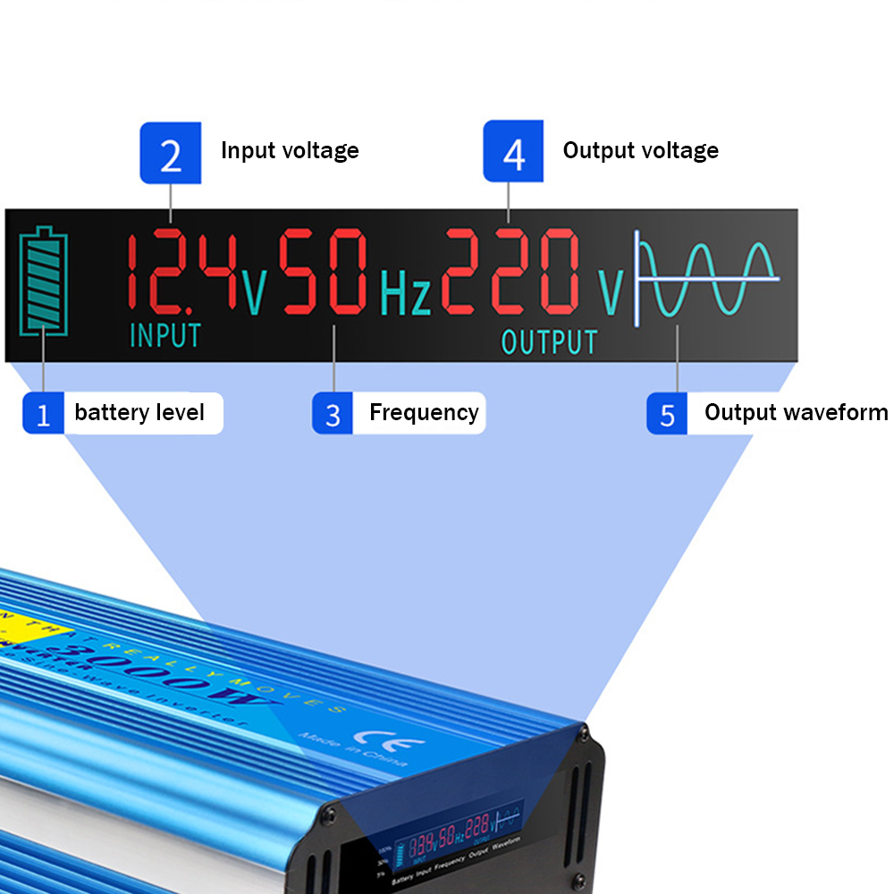 4000W 8000W Pure Sine Wave Power Inverter Converter 12V to 240V Remote Control