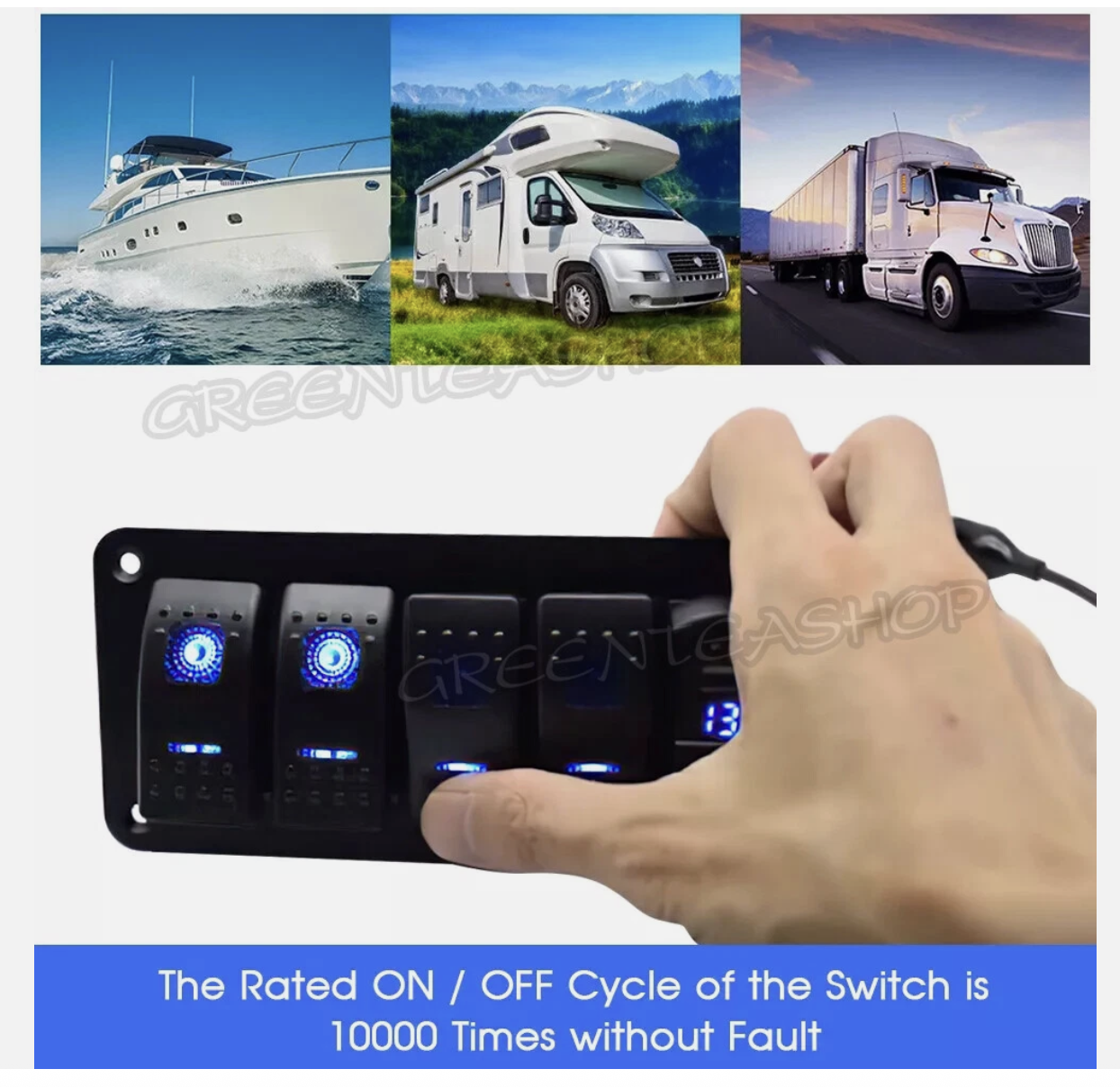 4 Gang 12V Switch Panel Control Dual USB ON OFF Toggle for Car Truck Marine Boat