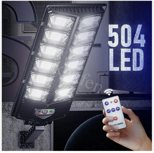 504 LED Solar Street Flood Light Security Commercial Outdoor Dusk To Dawn Wall Lamp