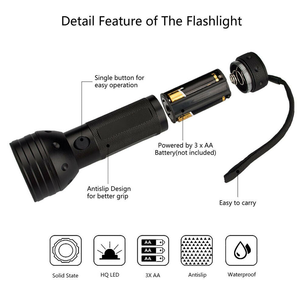 51 LED UV Flashlight Torch Light Lamp Ultraviolet Blacklight Aluminum 395 nM
