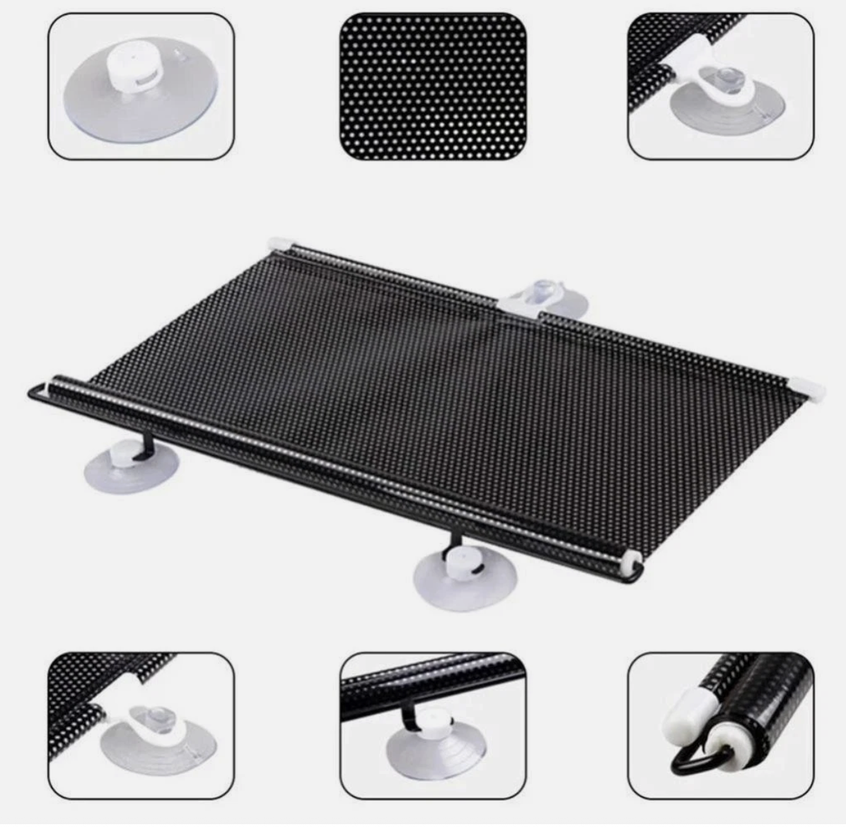 PVC Retractable Car Window Sun Shade Visor Windshield Roller Blind 125x58cm