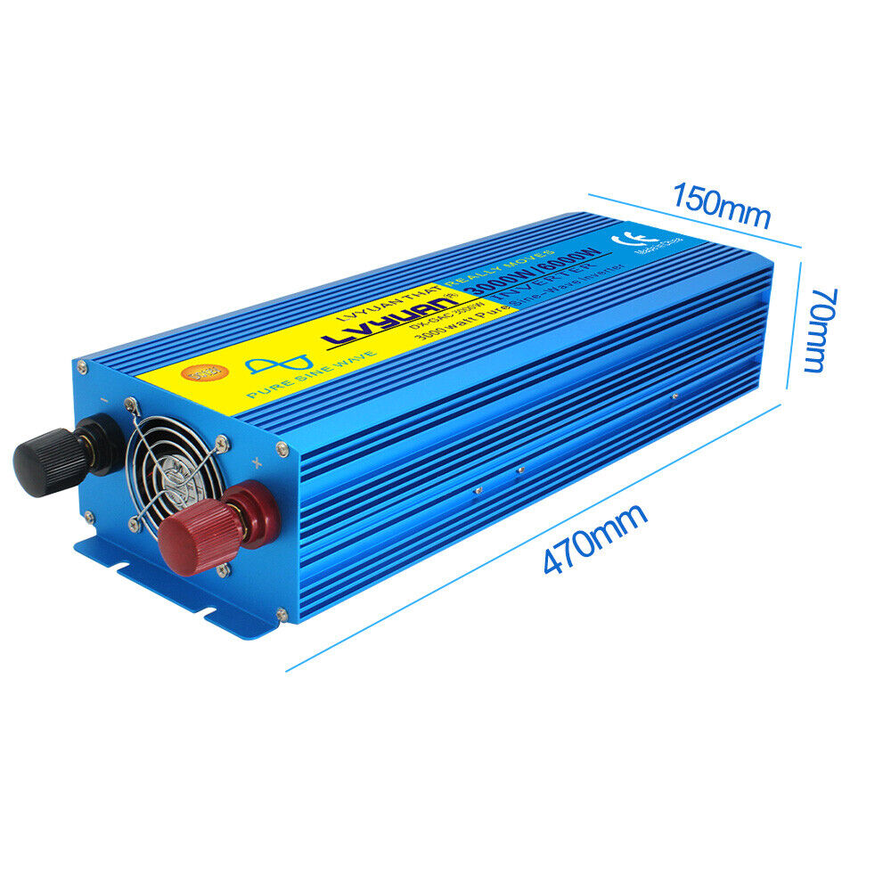 Pure Sine Wave Power Inverter 3000W 6000W 12V To 240V Caravan Camping Boat