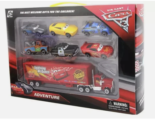 7 Disney Pixar Compatible Cars Lightning Mcqueen Mater Jackson Police Car Truck Diecast Toy