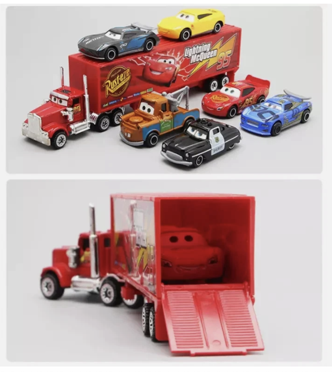 7 Disney Pixar Compatible Cars Lightning Mcqueen Mater Jackson Police Car Truck Diecast Toy