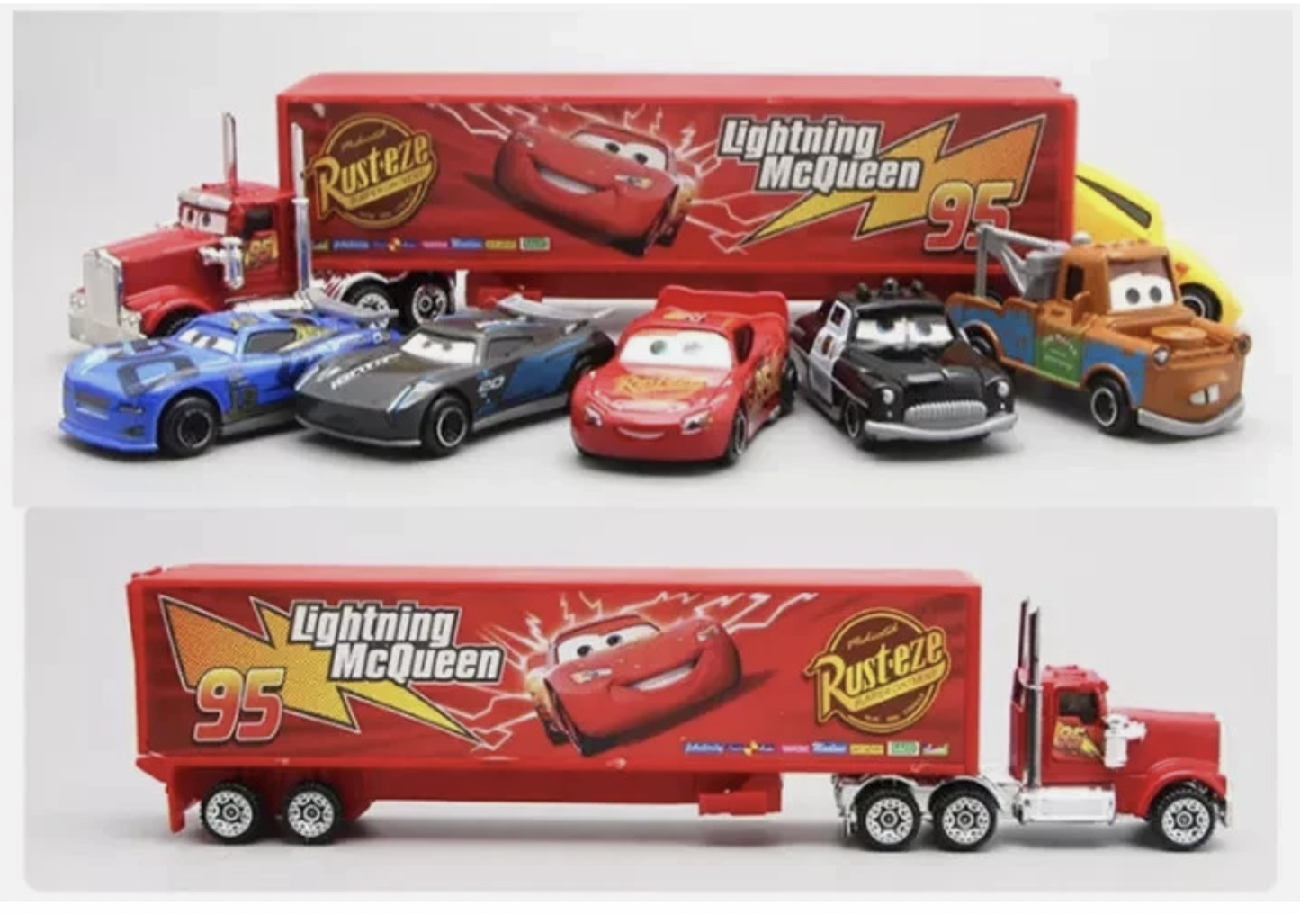 7 Disney Pixar Compatible Cars Lightning Mcqueen Mater Jackson Police Car Truck Diecast Toy