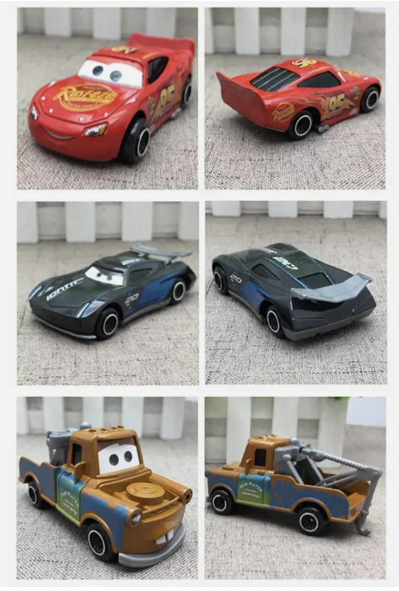 7 Disney Pixar Compatible Cars Lightning Mcqueen Mater Jackson Police Car Truck Diecast Toy