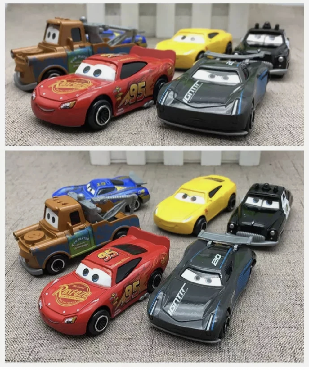 7 Disney Pixar Compatible Cars Lightning Mcqueen Mater Jackson Police Car Truck Diecast Toy