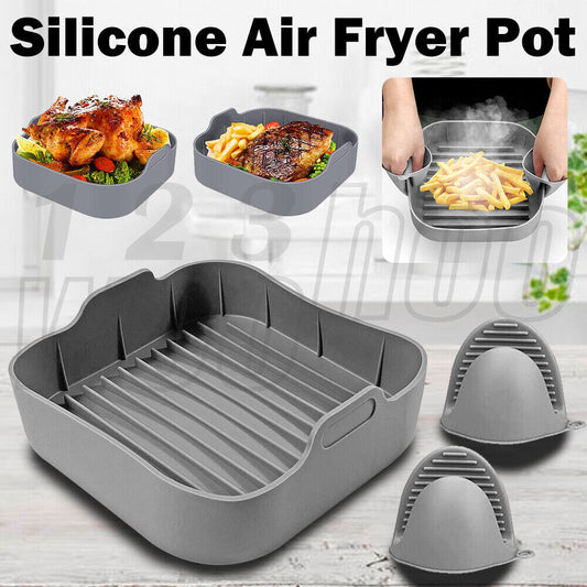 Air Fryer Accessories Basket Silicone Pot Baking Tray Mat Oven Nonstick Reusable