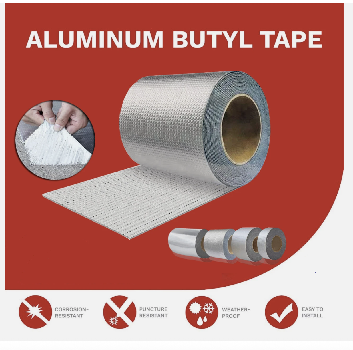 5m Waterproof Tape Butyl Rubber Aluminium Foil Roof Pipe Caravan Repair Flashing