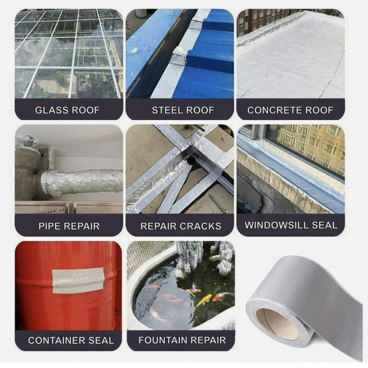 5m Waterproof Tape Butyl Rubber Aluminium Foil Roof Pipe Caravan Repair Flashing