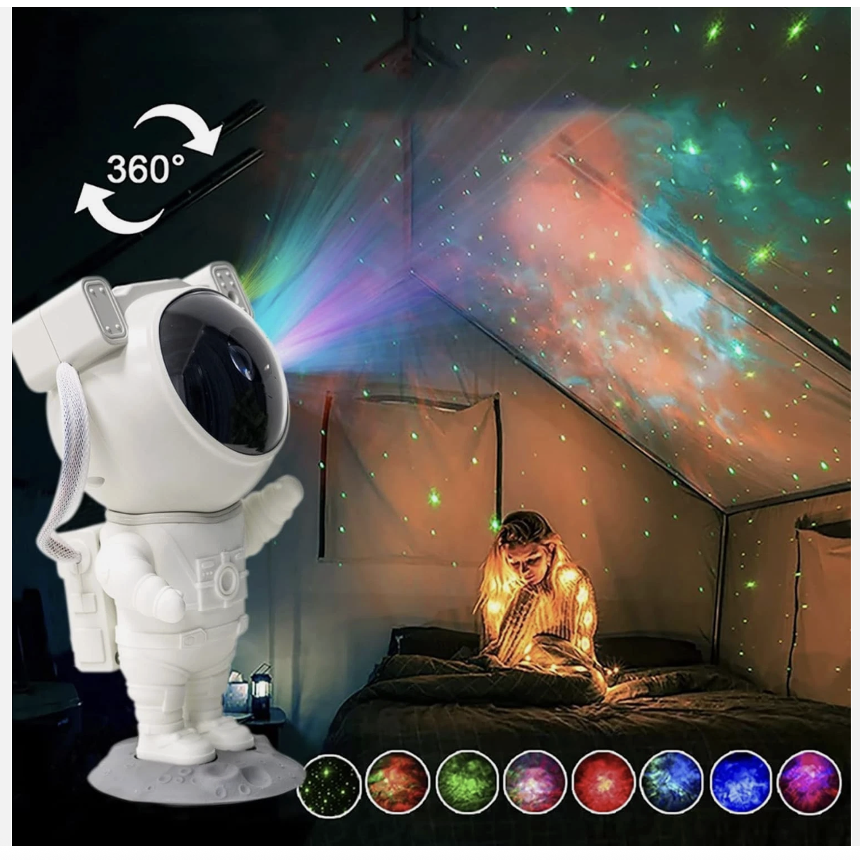 Astronaut Galaxy Star Projector Night Light - with Timer Remote Control