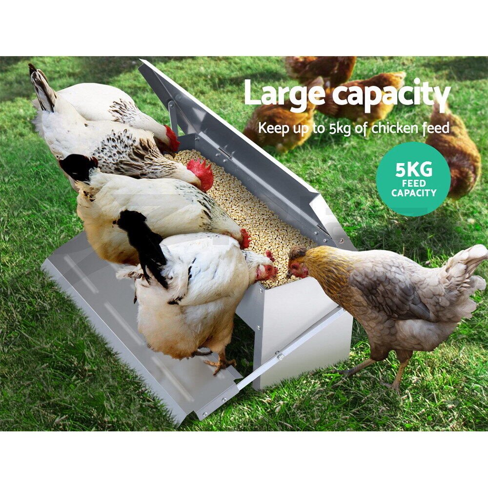 Automatic Chicken Feeder Auto Coop Chick Poultry Treadle Self Opening