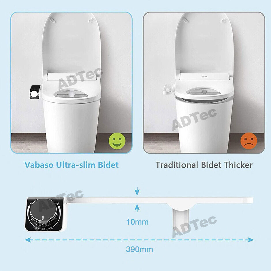 Bidet Toilet Seat Dual Nozzles Self-Cleaning Wash Cold Water Sprayer