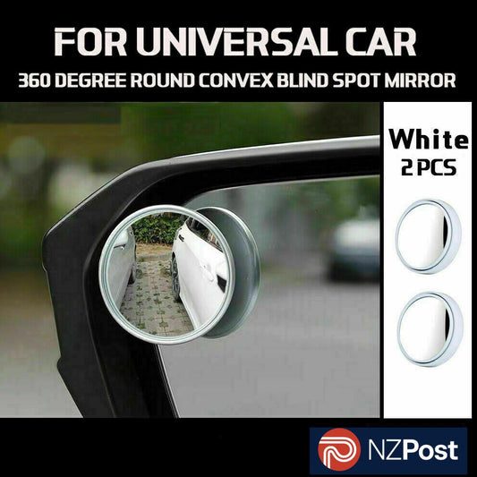 2x Blind Spot Car Mirror 360 Wide Angle Adjustable Rear Side View Convex White
