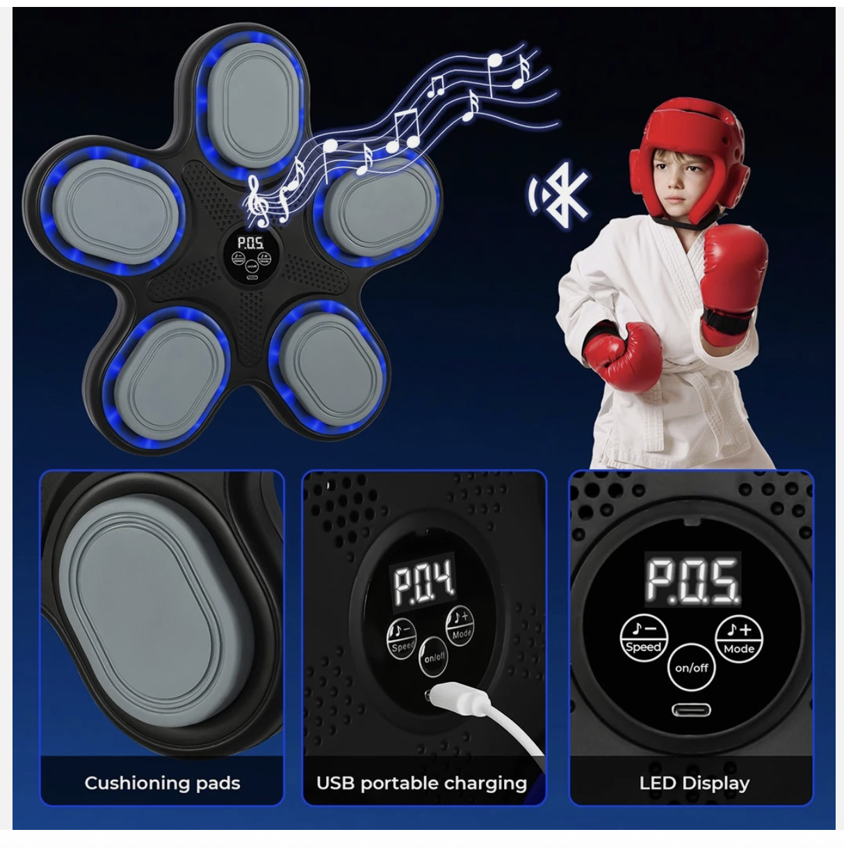 Music Boxing Machine Boxing Gloves Wall Mounted Punching Bluetooth Kids