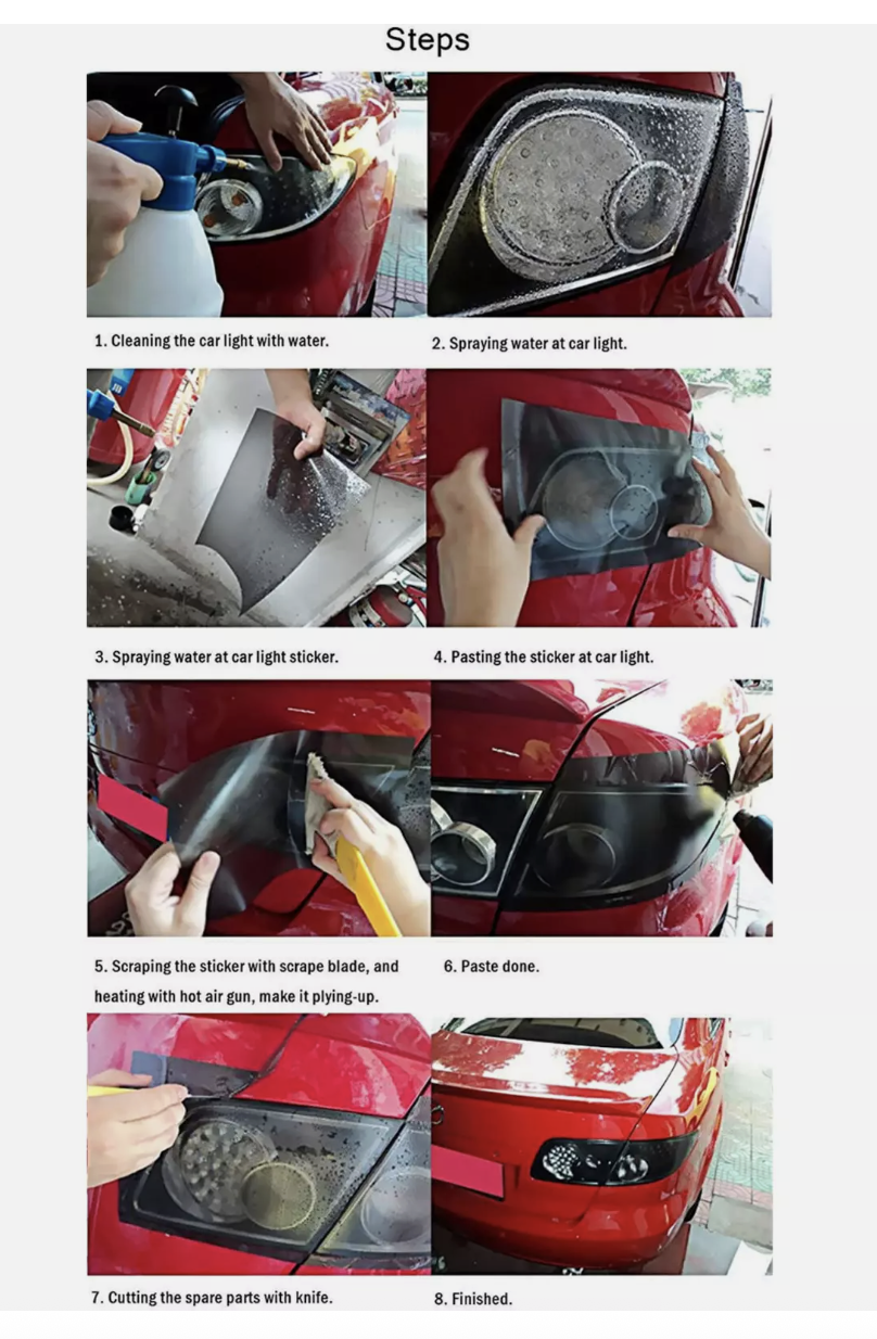 Light Smoke Black 2Mx30CM Car Headlight Tint Wrap Tail Fog Light Vinyl Wrap Kit