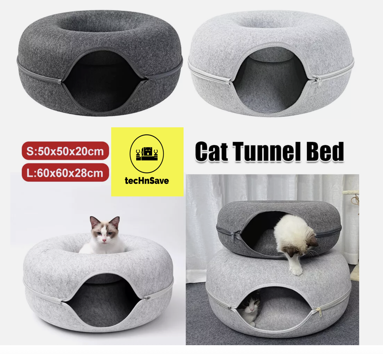 Cat Tunnel Bed Felt Pet Puppy Nest Cave House Round Donut Interactive Play Toy
