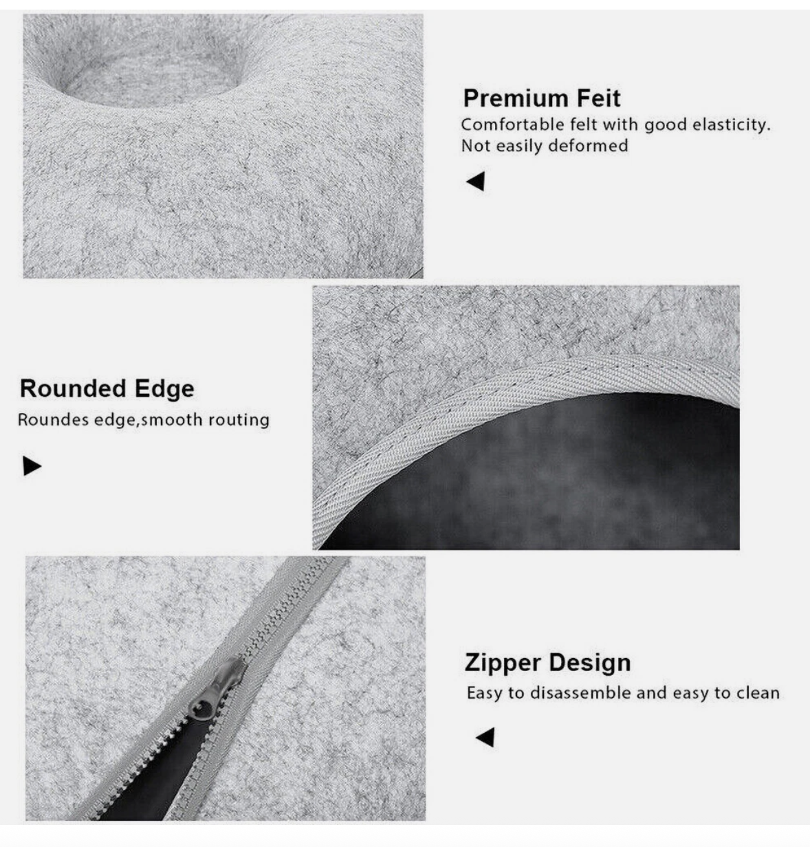 Cat Tunnel Bed Felt Pet Puppy Nest Cave House Round Donut Interactive Play Toy