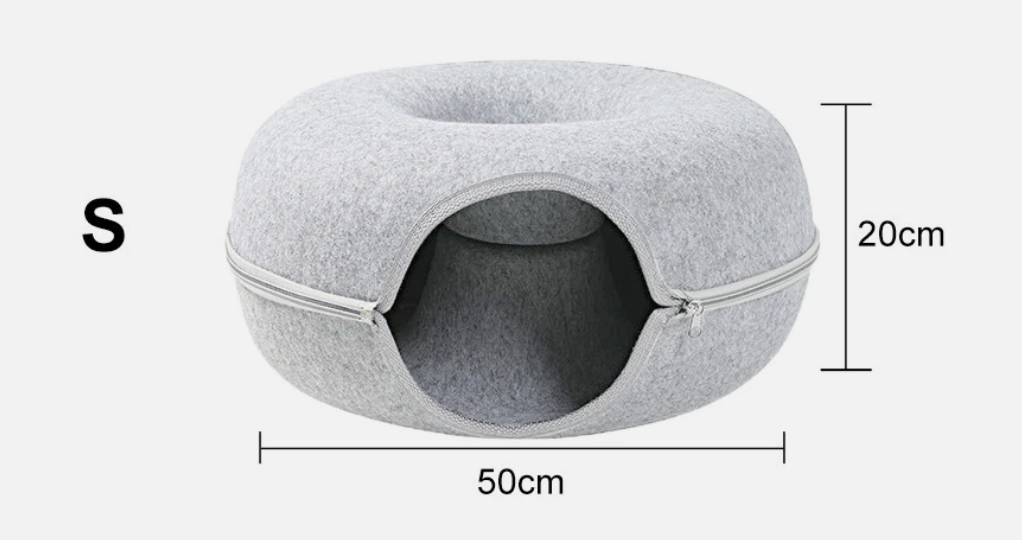 Cat Tunnel Bed Felt Pet Puppy Nest Cave House Round Donut Interactive Play Toy