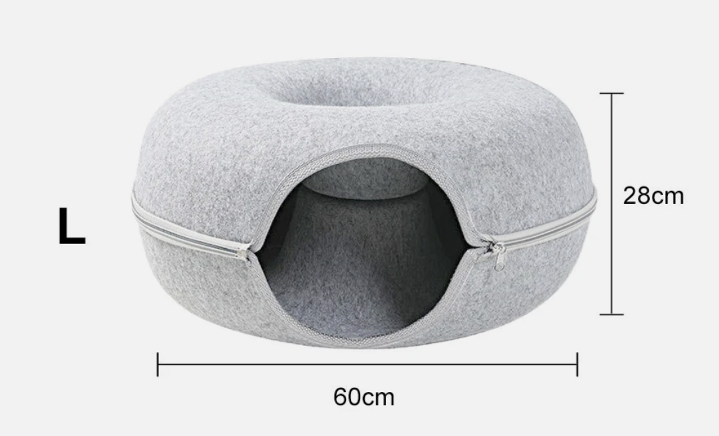Cat Tunnel Bed Felt Pet Puppy Nest Cave House Round Donut Interactive Play Toy