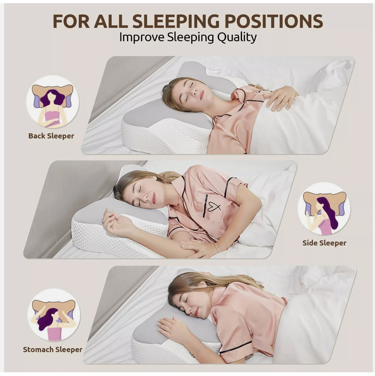 Cervical Pillow for Neck Pain Relief,Orthopedic Neck Support Pillow for Side