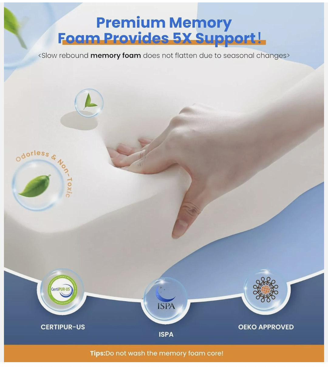 Cervical Pillow for Neck Pain Relief,Orthopedic Neck Support Pillow for Side