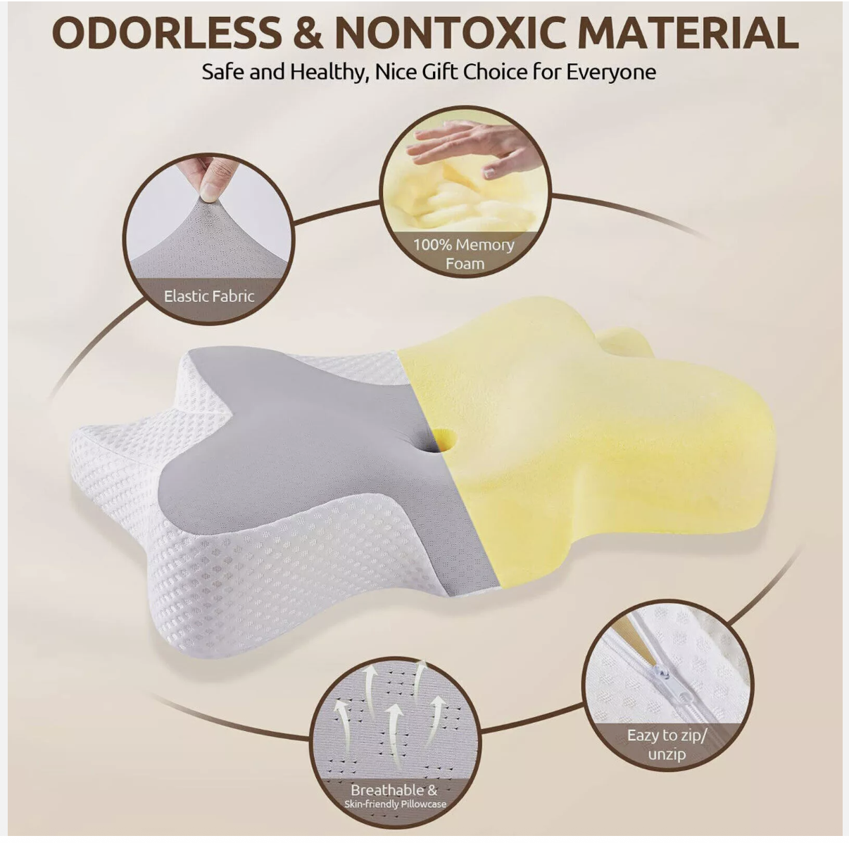 Cervical Pillow for Neck Pain Relief,Orthopedic Neck Support Pillow for Side