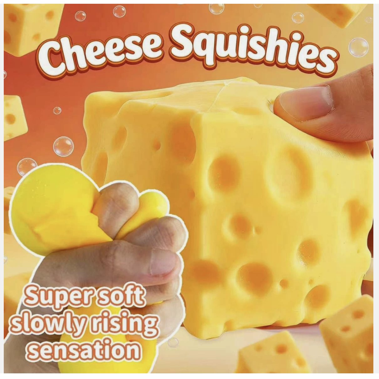 Giant Cheese Kid Squishy Slow Rising Fidget Sensory Toy Squeeze Stress Ball 12CM