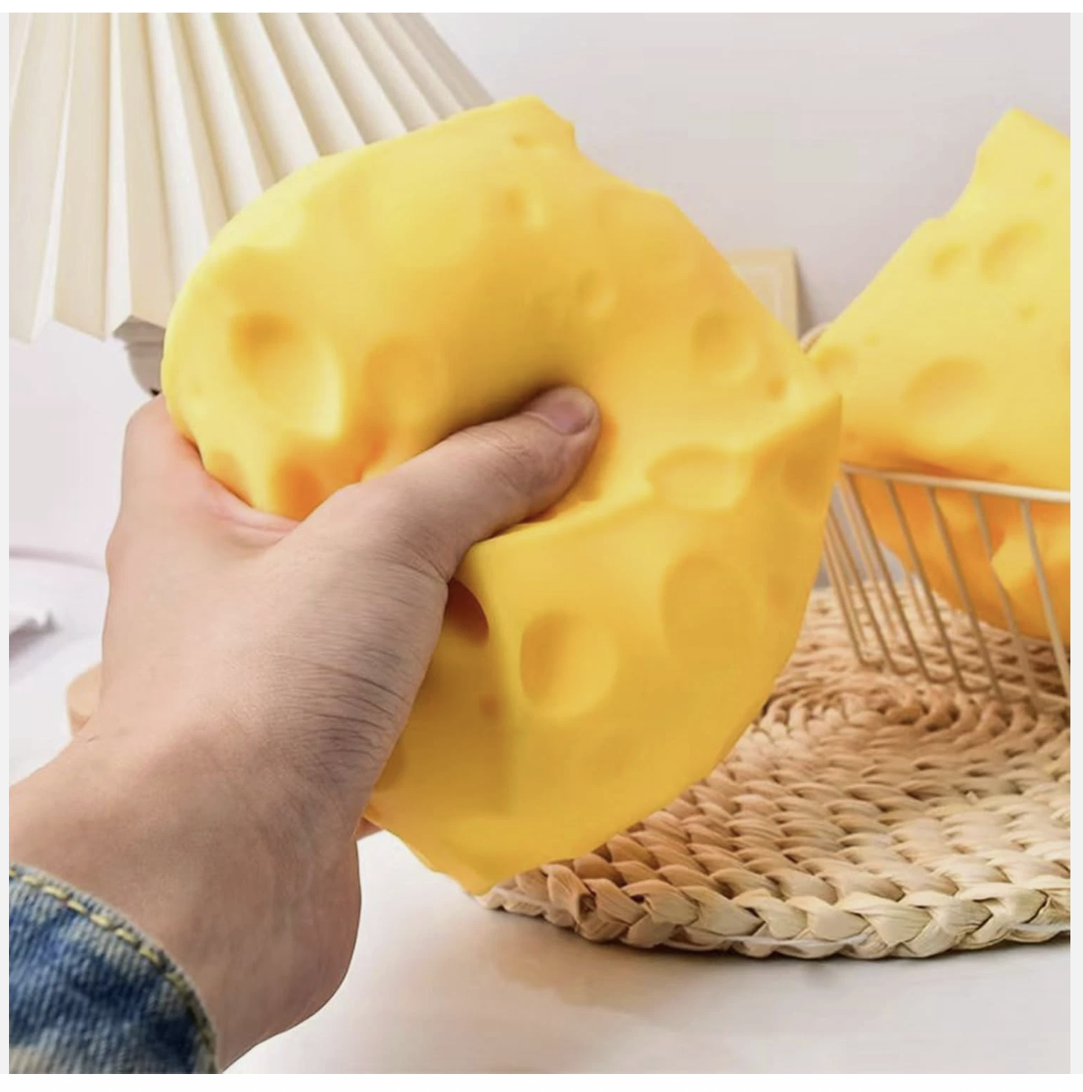 Giant Cheese Kid Squishy Slow Rising Fidget Sensory Toy Squeeze Stress Ball 12CM